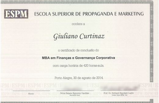 Certificado: MBA em Finanças e Governança Corporativa