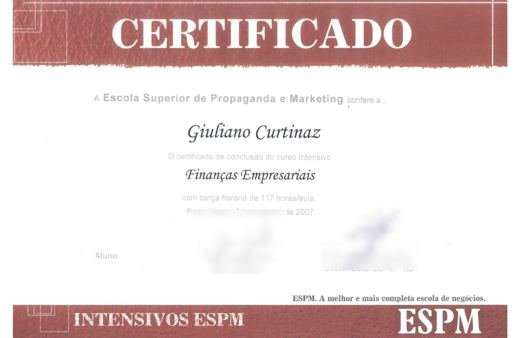 Certificado: Intensivo em Finanças Empresariais