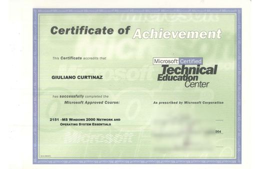 Certificado: Windows 2000 Network and Operating System Essentials
