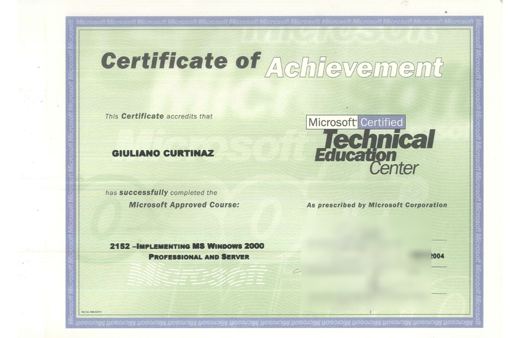 Certificado: Implementing Windows 2000 Professional and Server