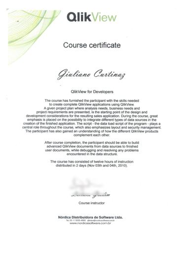 Certificado: QlikView for Developers